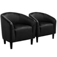 thumbnail image 1 of Yaheetech Velvet Upholstered Barrel Club Chair with Sturdy Construction, Set of 2, Black, 1 of 8