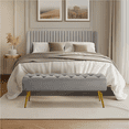 thumbnail image 1 of Yaheetech Velvet Upholstered Button Tufted Footstool Bench for Bedroom, Gray, 1 of 9