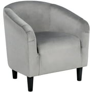 Yaheetech Velvet Upholstered Club Chairfor Living Room, W27.8 x D25.6 x H28.5in, Gray