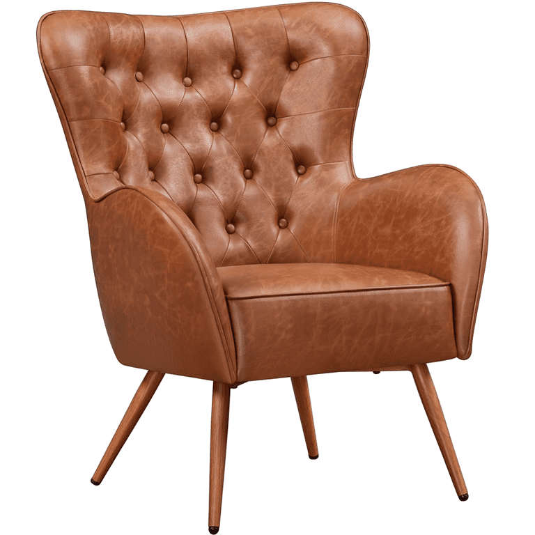 High back deals leather accent chair