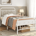 thumbnail image 1 of Yaheetech Vintage Metal Bed Frame with Diamond Pattern, Twin,White, 1 of 7