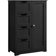 Yaheetech Wooden Bathroom Cabinet with Drawer and Freestanding, Black
