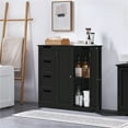 thumbnail image 1 of Yaheetech Wooden Bathroom Floor Cabinet with Adjustable Shelf, Black, 1 of 8