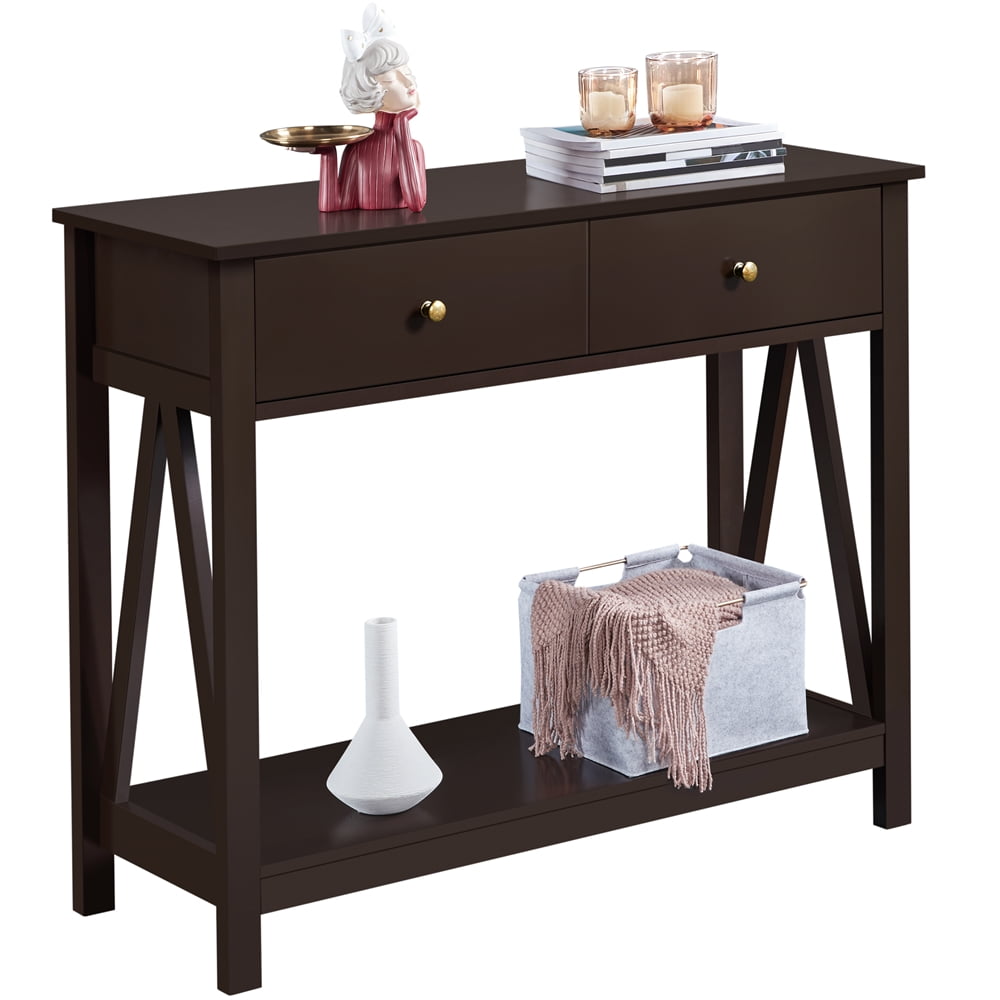 Yaheetech Wooden Console Table Sofa Side Table with Drawer for Entryway ...