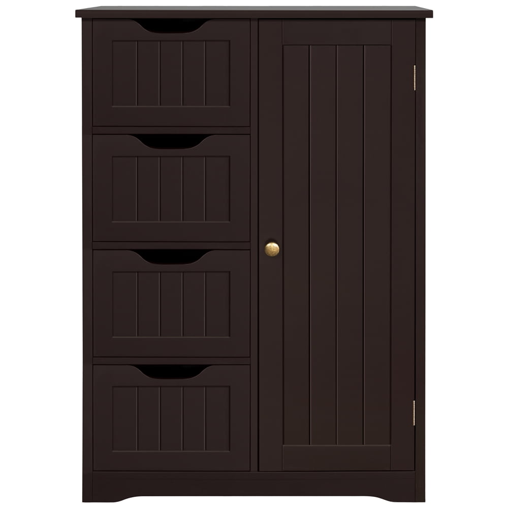 Yaheetech Wooden Free-Standing Bathroom Floor Cabinet with Drawers and Cupboard, Espresso