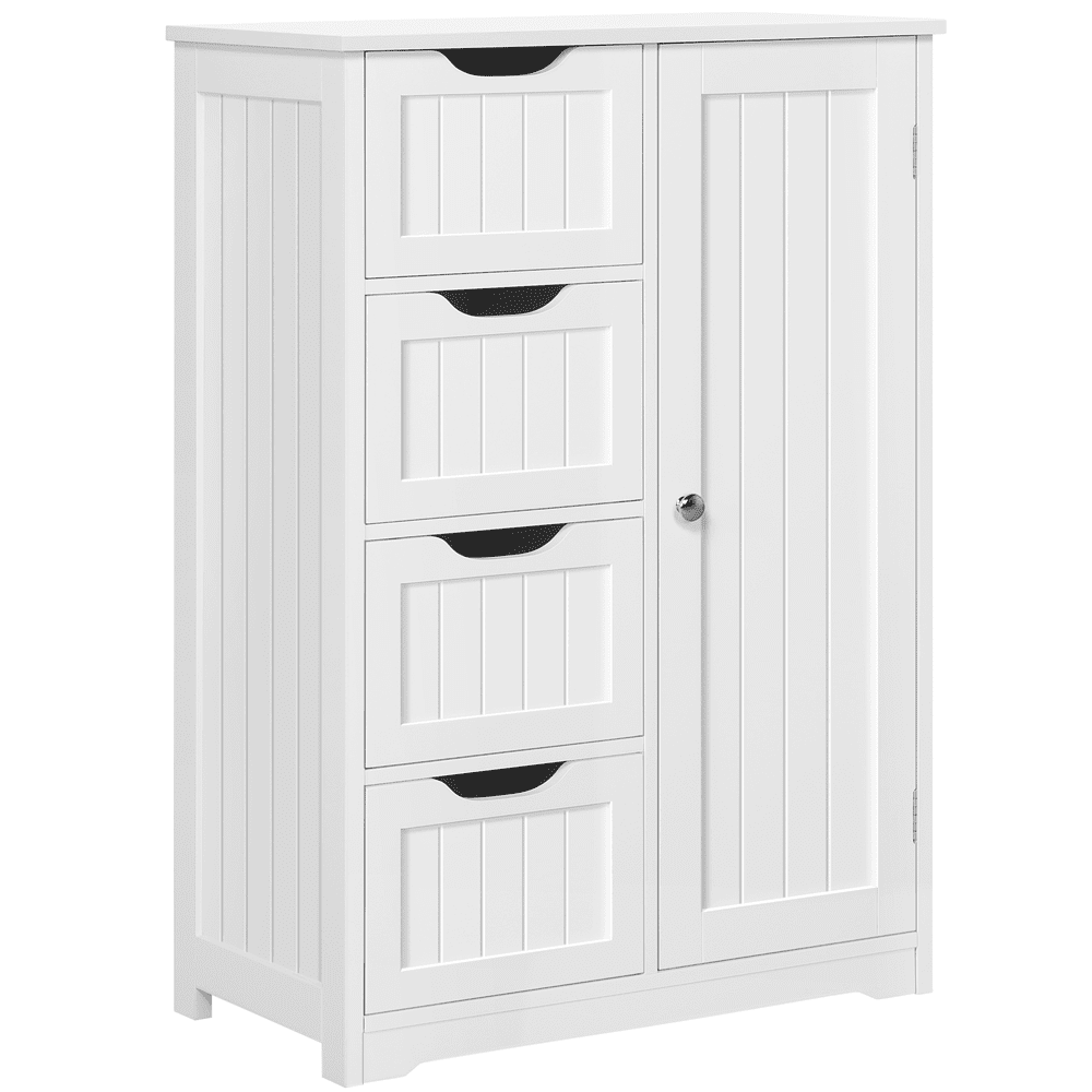 White Wooden Living Room Cabinet with Adjustable Shelving