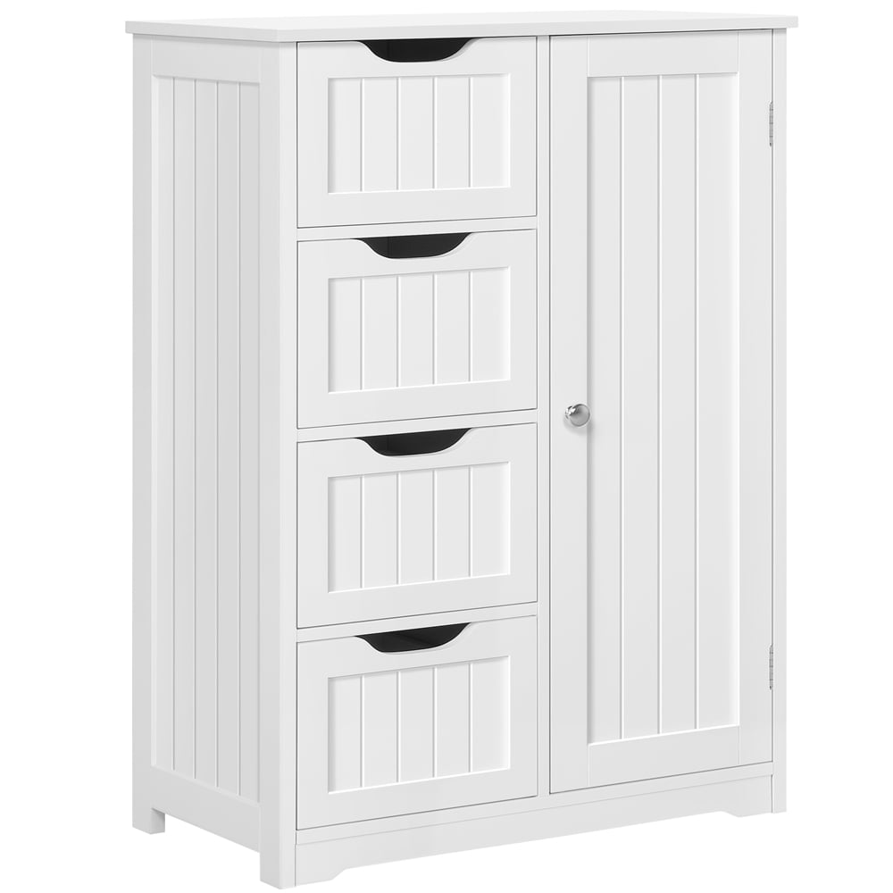 Yaheetech Wooden Free-Standing Bathroom Floor Cabinet with Drawers and Cupboard, White