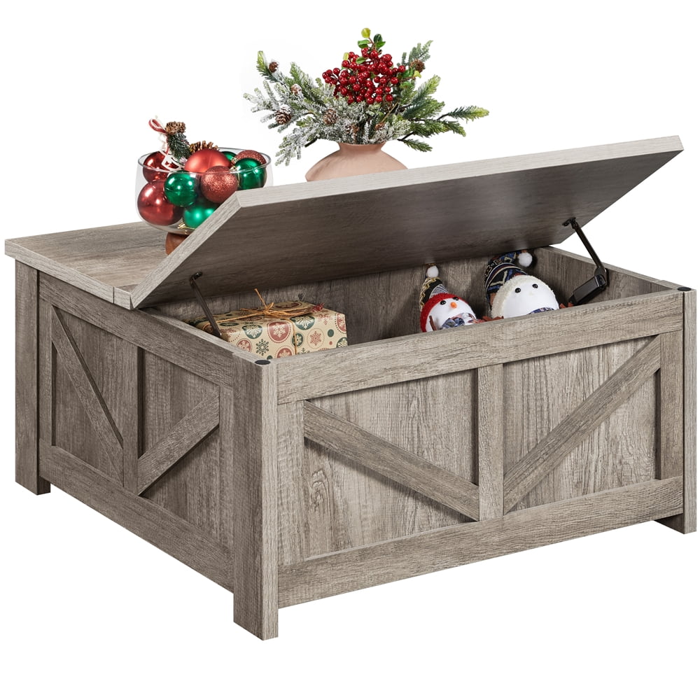 Yaheetech Wooden Lift Top Coffee Table With Hidden Compartments, Gray ...