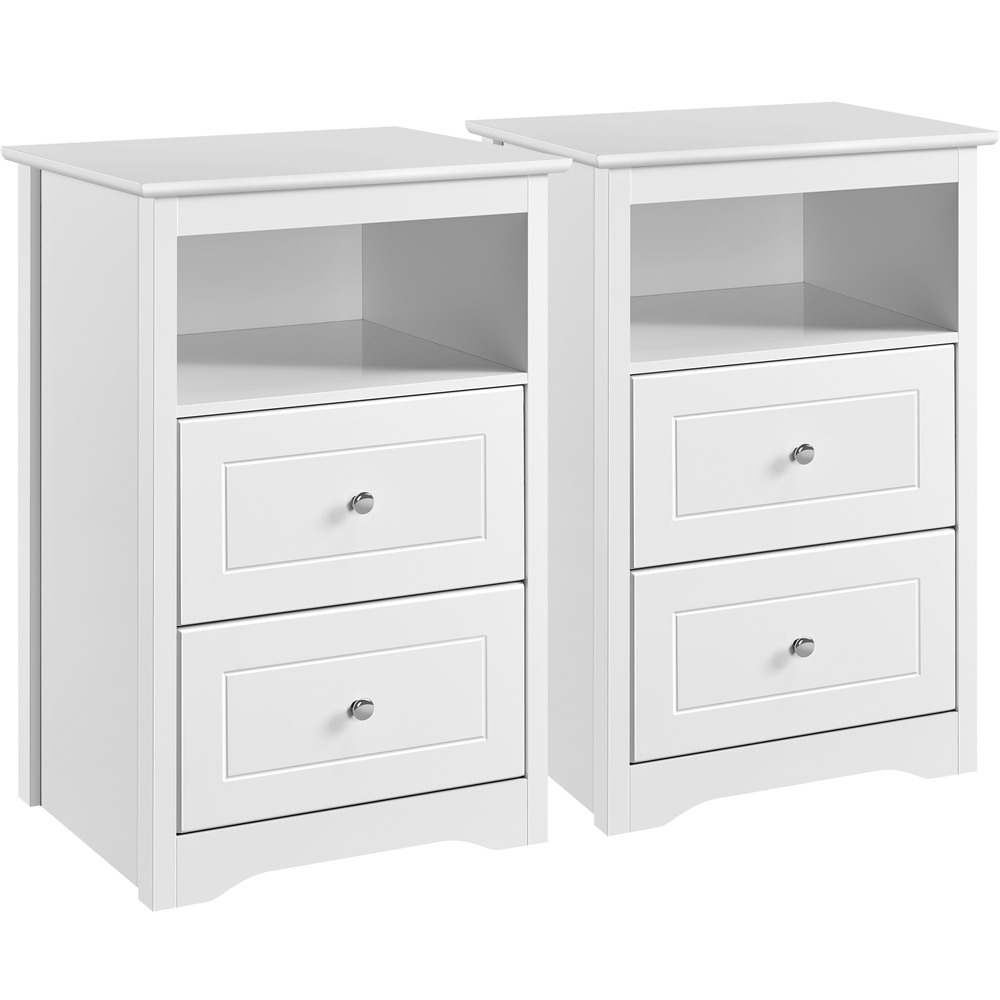 Yaheetech Wooden Nightstand with Storage Drawers and Open Shelf, Set of