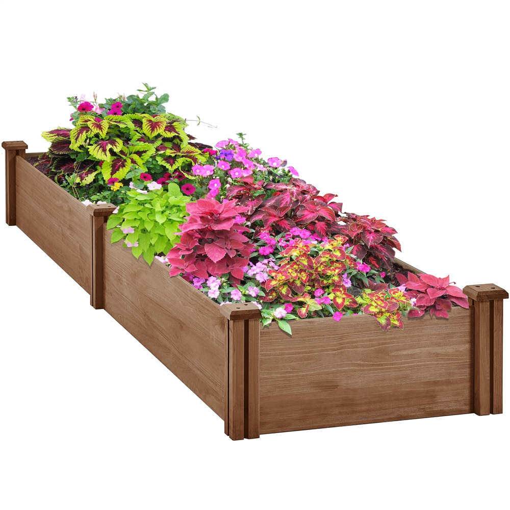 Yaheetech 2x8ft Raised Garden Bed Kit - Wooden Elevated Planter Garden Box for Vegetable/Flower/Herb Outdoor,Dark Brown
