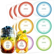 Yahome 10 Sheets Removable Jar Lid Labels Stickers, Self-adhesive Bottle Label Stickers,Write-On Meal Prep Labe Waterproof for Glass Canning Jars, Spice Jars (Multicolored)