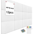 thumbnail image 1 of Yahome 12Pcs Bulletin Board for Office 48 x 36 Inch Removable Felt Wall Tiles with Pushpins Large Cork Boards for Walls Decor Organizer and DIY (White), 1 of 7