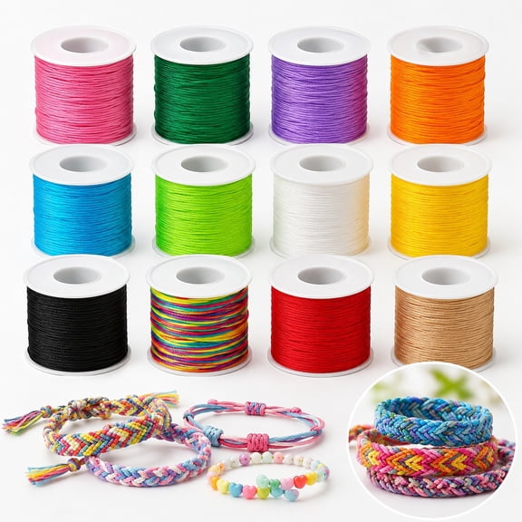 Yahome 12Rolls Chinese Knotting Cord Nylon Beading Thread Friendship Bracelet String Making Kit Beading Thread for Jewelry Making DIY Crafts