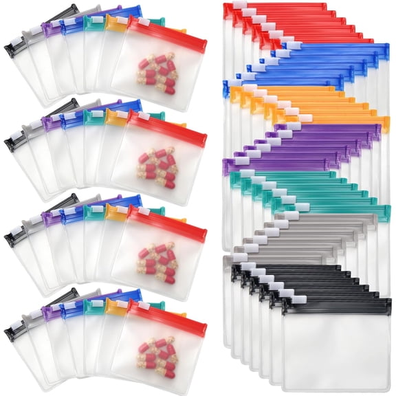 Yahome 35 Pcs Pill Pouchs Zippered Pill Bags for Travel Slide Lock Storage Bags Reusable Mini Seal Medicine Pill Bag Small Portable Pill Bag for Small Items (Multicolor)