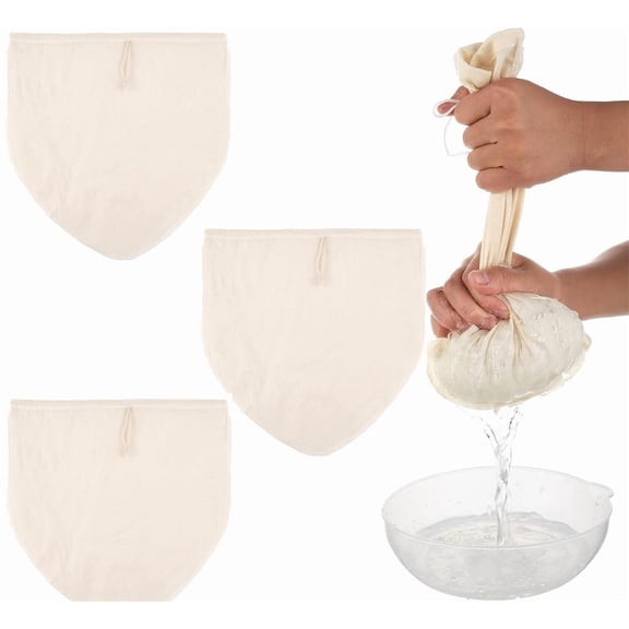 Yahome 3Pcs Reusable Cold Brew Bags Cheesecloth Filter Bags Reusable Cotton Food Strainer Colander for Oat Almond Milk Cheese Making Yogurt, Juice