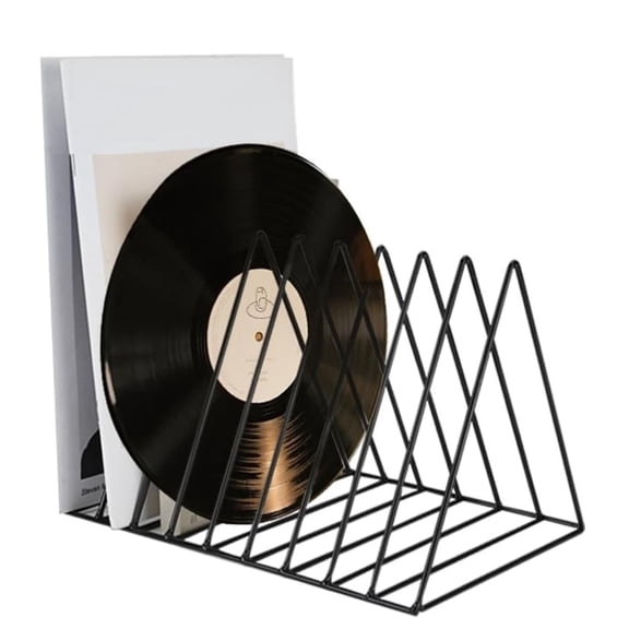 Yahome Black Triangle Magazine Holder 1 Pack Iron File Storage Rack 9 Slot Desktop Book Organizer Vertical Record Dividers Document Decorative Stand for Home Table Desk Office