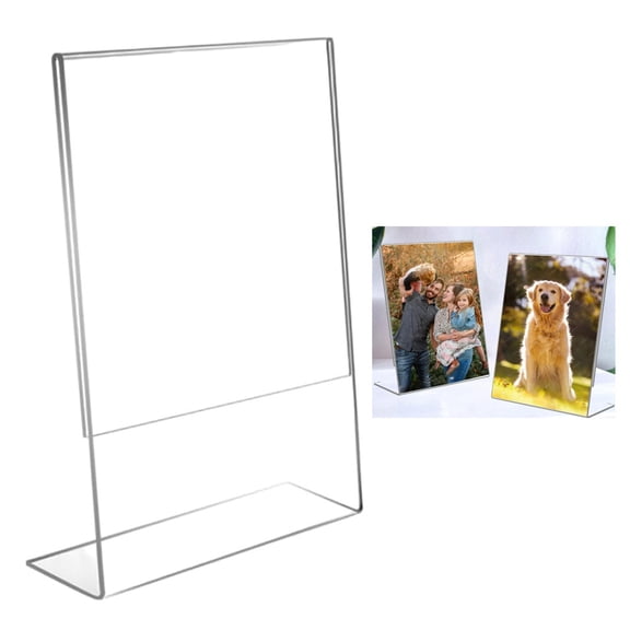Yahome Clear Acrylic Frameless Transparent Frame Slanted Back Picture Frame Menu Flyer Paper Display for Flyers Documents Office Restaurants