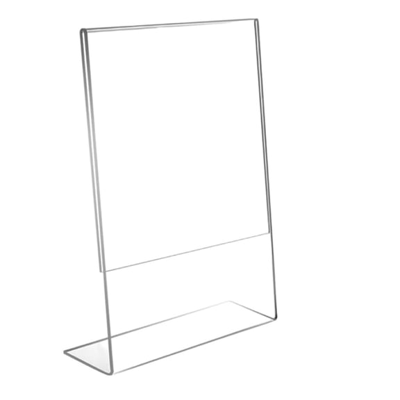 Yahome Clear Plastic Display Stands L-Shape Clear Acrylic Frameless Transparent Frame Vertical Standing Picture or Display Sign Holder for Home Office Restaurant