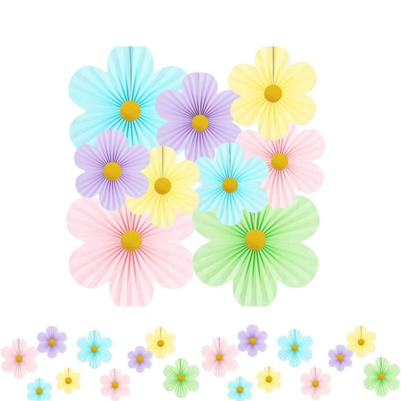 Yahome Pastel Paper Flowers Decorations,9Pack Colorful Flowers Wall Decorations for Wedding,Portable Party Supplies for Birthday,Party,