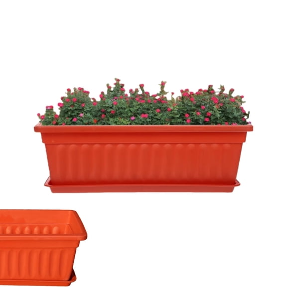 Yahome Rectangular Planter Flower Pot,1 Piece Red Color Flower Box Plastic Vegetable Planter for Windowsill,Patio,Garden,Home