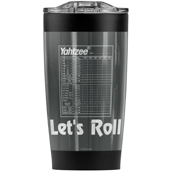 Yahtzee/Lets Roll Stainless Steel Tumbler 20 oz Coffee Travel Mug/Cup, Vacuum Insulated & Double Wall with Leakproof Sliding Lid | Great for Hot Drinks and Cold Beverages