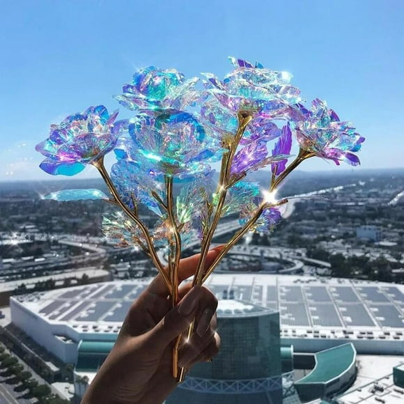 Yaiewey 10Pcs Galaxy Rose Colorful Luminous Rose Artificial Flower Unique Home Decor For Mother Gift Valentine'S Day Gift For Girls