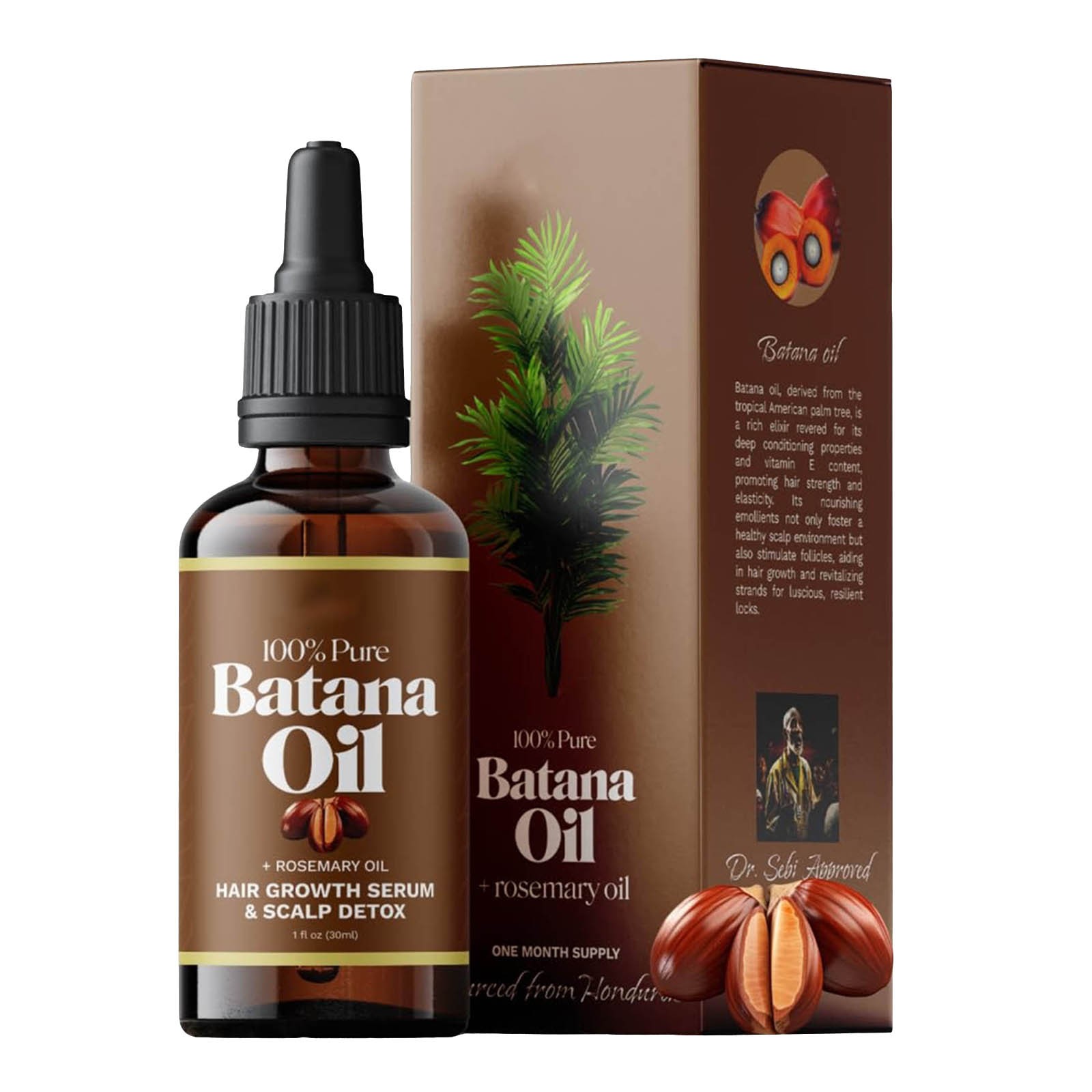 Yaiewey Batana Oil with Rosemary for Hair Growth, Nourish Scalp & Detox for Strong & Healthy Hair, 100% Organic Batana Oil, Resolve Poor Product Effect & Dry Frizz 30ml