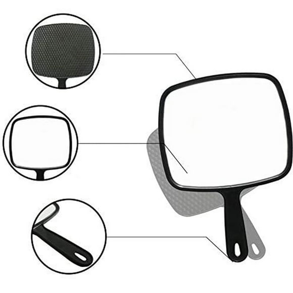 Yaiewey Extra Large Hand Mirror with Handle,Hand Face Mirror, 9” W x 12.4'' L, Multi-Purpose Handheld Mirror with Distortion-Free Reflection, Black
