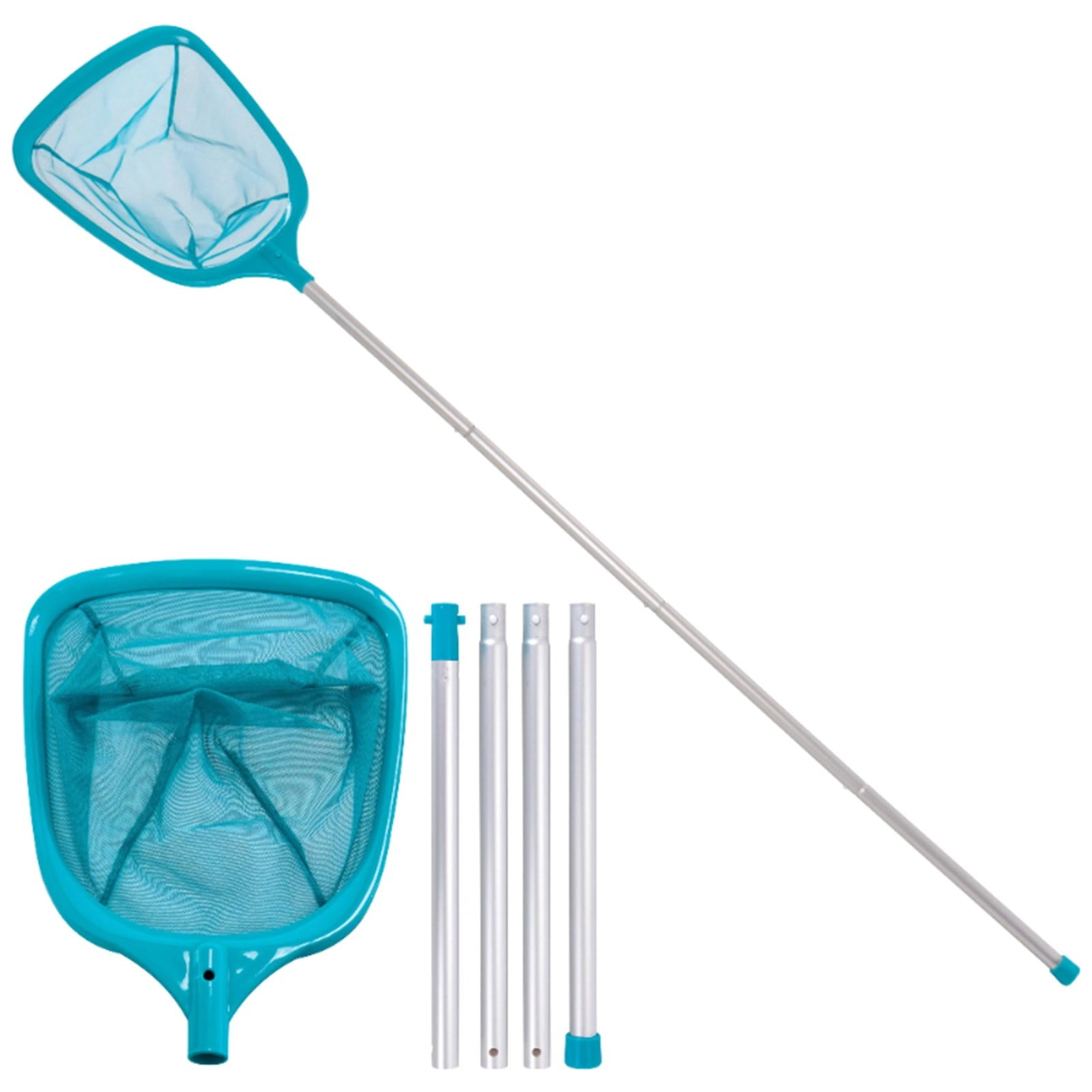 Mint Green 5-Foot Aluminum Pool Leaf Skimmer with Fine Mesh Net