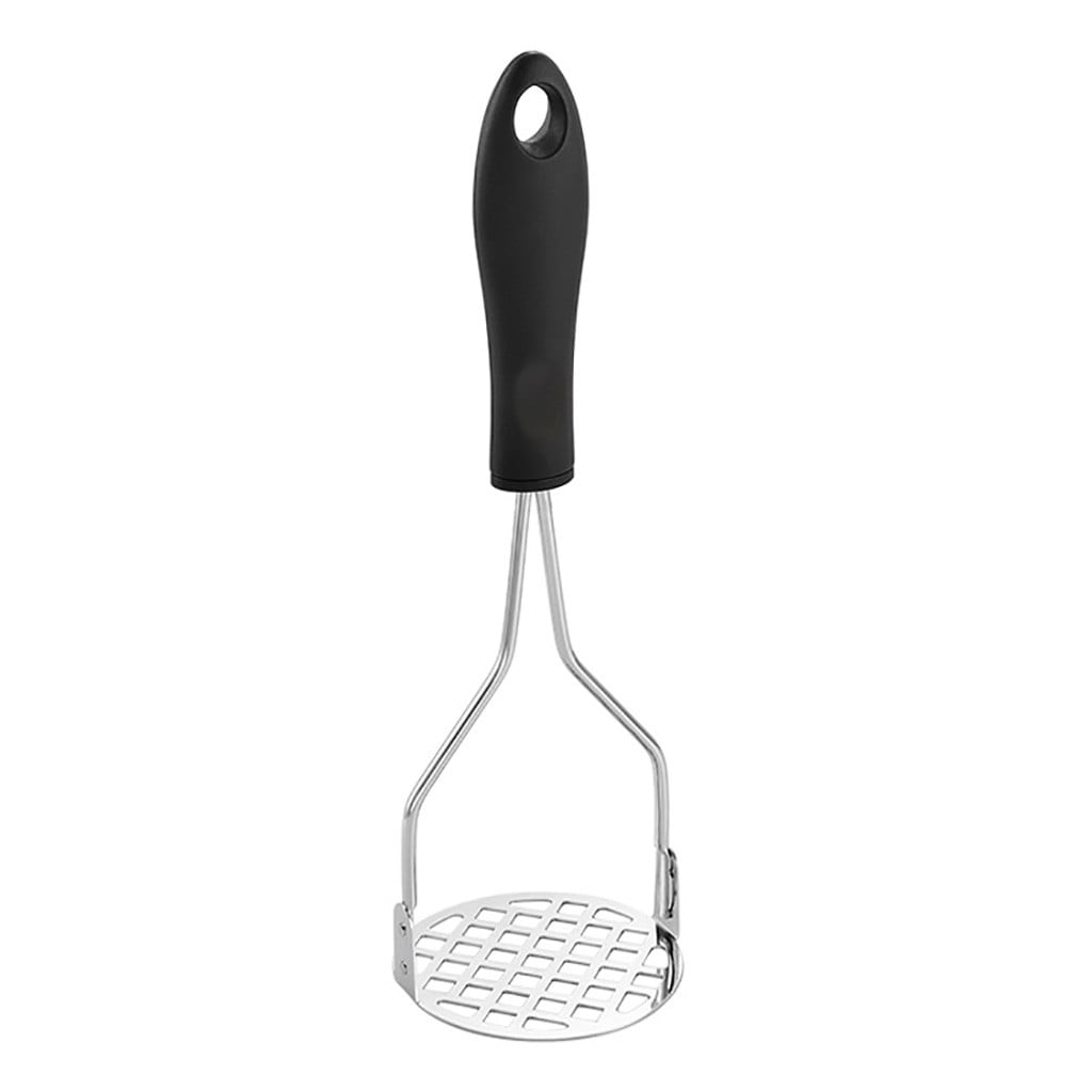Yaiewey Steel Potato Masher,Meal Head, SoftTouch Nylon Black Handle