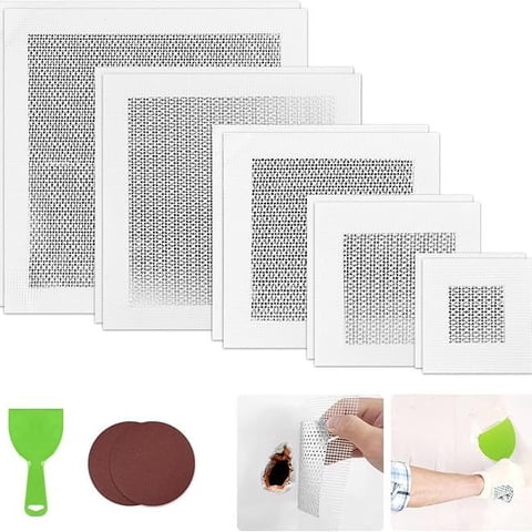 Yaioqiuco Drywall Repair Patches Kit, 10 Pcs Metal Wall Patch Kit with Sandpaper, 4, 6, 8 Inch Aluminum Patch for Holes