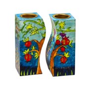 Yair Emanuel Fitted Shabbat Candlesticks with Pomegranates Seven Species CS-5 VT1