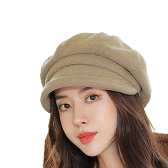 Yajing Beret Hats for Women Brown One Size Women Newsboy Cap Visor Beret Hats Soft Panels Vintage Cabbie Hat Cap for Women Girls
