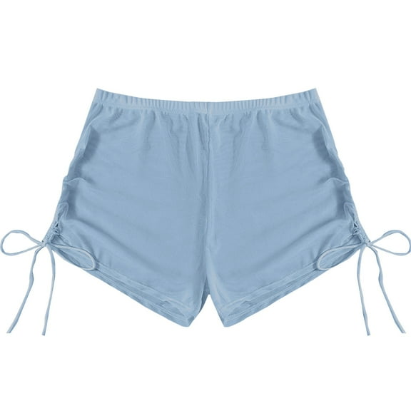 Yajing Bikini Bottoms for Women High Waist Breathable Chiffon Swim Shorts Full Coverage 2025 Summer Beach Bikini Bottoms Blue S Swimming Suits for Women