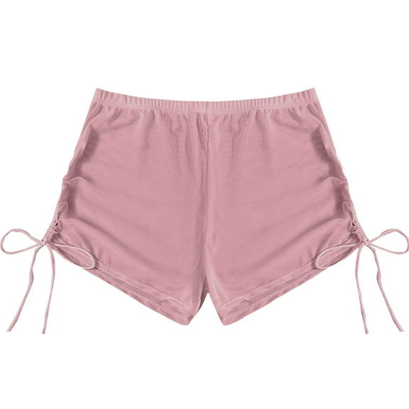 Yajing Bikini Bottoms for Women High Waist Breathable Chiffon Swim Shorts Full Coverage 2025 Summer Beach Bikini Bottoms Pink M Swimming Suits for Women