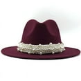 thumbnail image 1 of Yajing Bucket Hats for Men L Red Women'S British Style Fashion Elegant Jazz Hat Pearl Ring with Top Hat Big Brim Hat Ladies Woolen Hat, 1 of 2