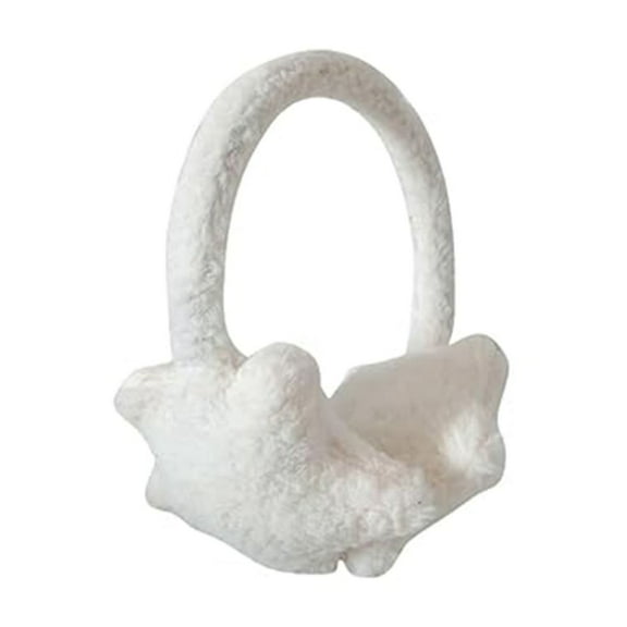 Yajing Earmuffs for Women Winter White One Size Short Plush Earmuffs for Cold Weather Outdoor Winter Activity Ear Star Shaped Ear Protectors for Students