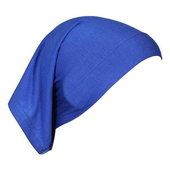 Yajing Hairbands for Women's Hair Blue One Size Women's Soft Solid Color Short Muslim Solid Cotton Hijab Cap Head Cover Under Scarf Shawl Turban Hat
