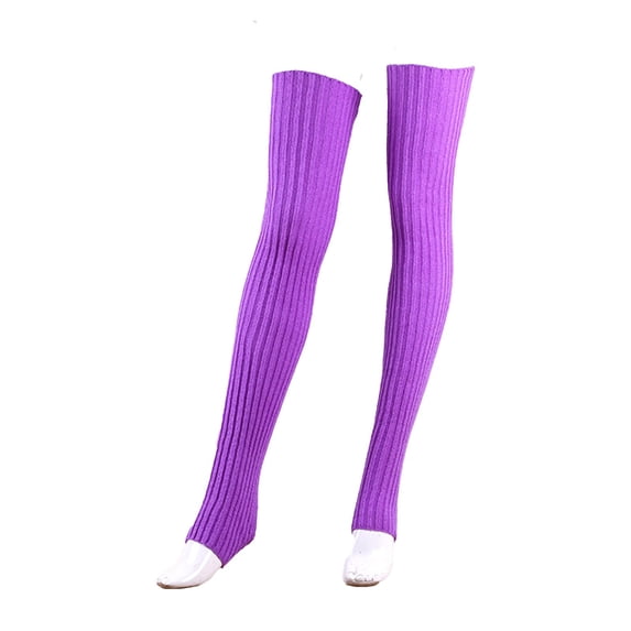 Yajing Leg Warmers for Women Winter Purple One Size 31.5 Inch Length Leg Knit Over The Knee Extra Long Winter Soft Thick Thigh High Footless Socks for Women