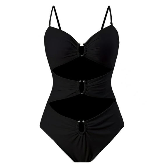 Yajing One Piece Swimsuit Women Strap Women's Bikini Swimsuit Stylish Hollow Out Swimwear Bathing Suit Black M