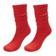 thumbnail image 1 of Yajing Plus Size Thigh High Stockings One Size Red Socks Solid Color Crew Socks Colorful Lightweight Cotton Athletic Socks, 1 of 3
