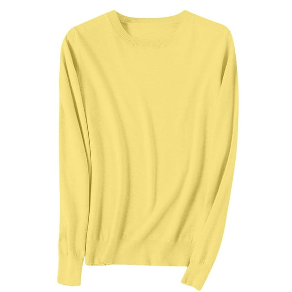 Yajing Pullover Sweaters for Women Xl Yellow Light Sweaters for Women Long Sleeve Crew Neck Lightweight Soft Knitted Pullover Knitted Blouse