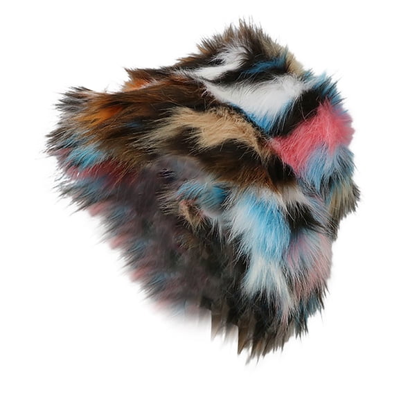 Yajing Winter Hats for Women Multi-Color One Size Hat Women's Winter Warm Furry Basin Hat Colorful Personality Ear Large Wide Brimmed Fisherman's Hat