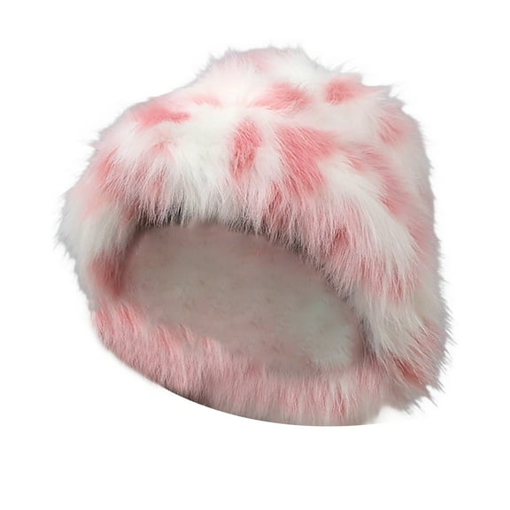 Yajing Winter Hats for Women Multi-Color One Size Hat Women's Winter Warm Furry Basin Hat Colorful Personality Ear Large Wide Brimmed Fisherman's Hat