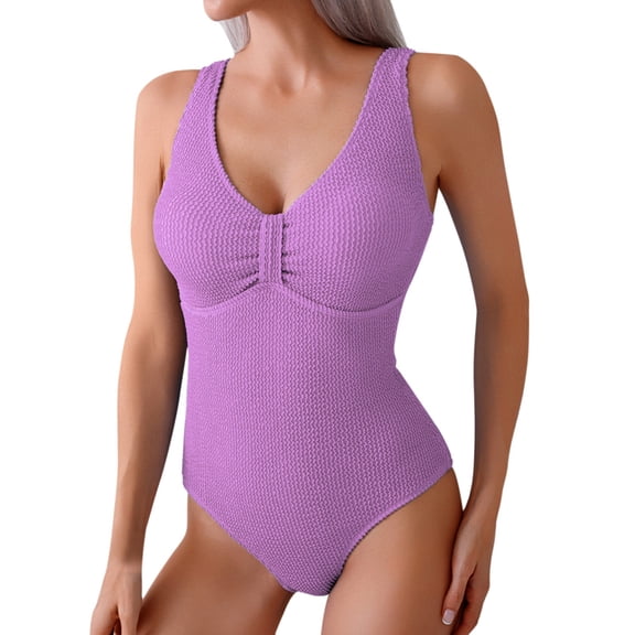 Yajing Women's Solid Color Backless Swimsuit with Wide Straps Comfortable Swimsuit Tube Top Bikini Purple Xl Tummy Control Swimsuits for Women