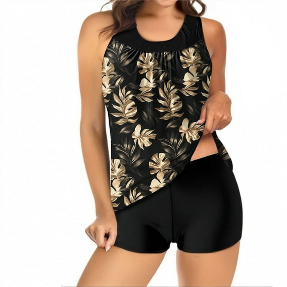 Yajing Womens Swimwear Women's Tankini Bathing Suits Tankini Swimsuits Two Piece Graphic Swim Tank Top With Boyshorts Ladies Swimwear Pink Xxl