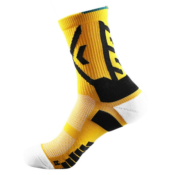 Yajing Wool Socks for Women One Size Yellow Basketball Socks Cushioned Athletic Sports Crew Socks for Men & Women