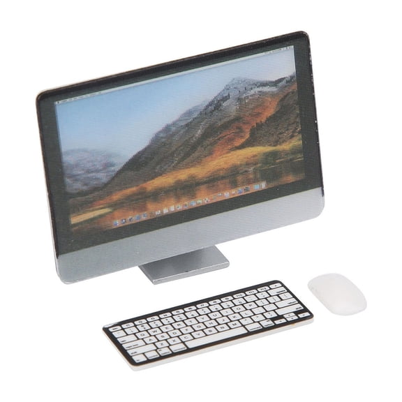 Yajisi 1:12 Miniature Computer Set Screen Keyboard Mouse Simulation Dollhouse Accessory