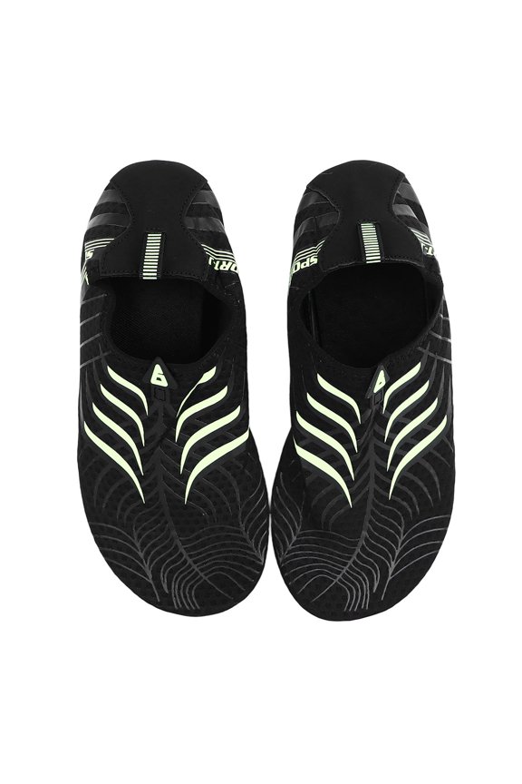 1 Pair Quick Drying Non-Slip Water Shoes for Hiking Camping, Breathable Elastic Barefoot Water Socks, Black Green, Size 42/43, 11.02 x 4.33 x 0.79 in