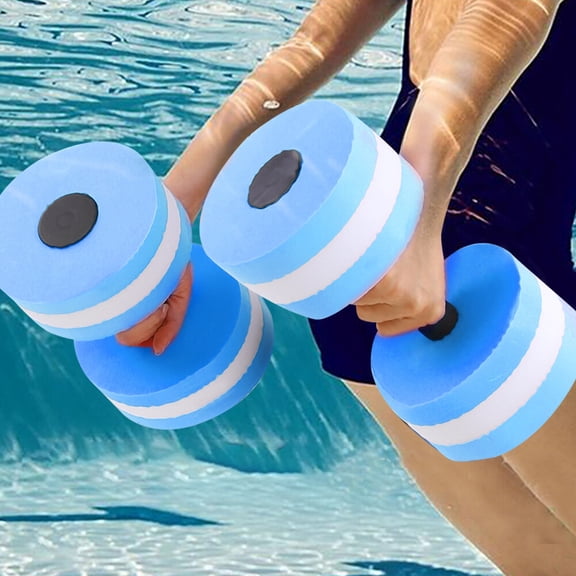 Yajisi 1 Pair Water Float Bodybuilding Training Fitness Yoga Dumbbell Barbell (Blue) - High Density EVA Foam Aqua Weights for Aerobic Exercise Water Aerobics Chest Expansion Arm Curls Pool Workout